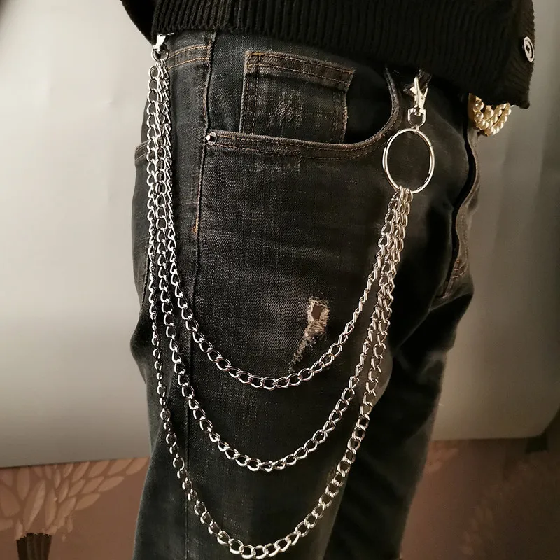 Men'S Accessories Vintage - Metalowy pasek z łańcuchem, punkowy haczyk,