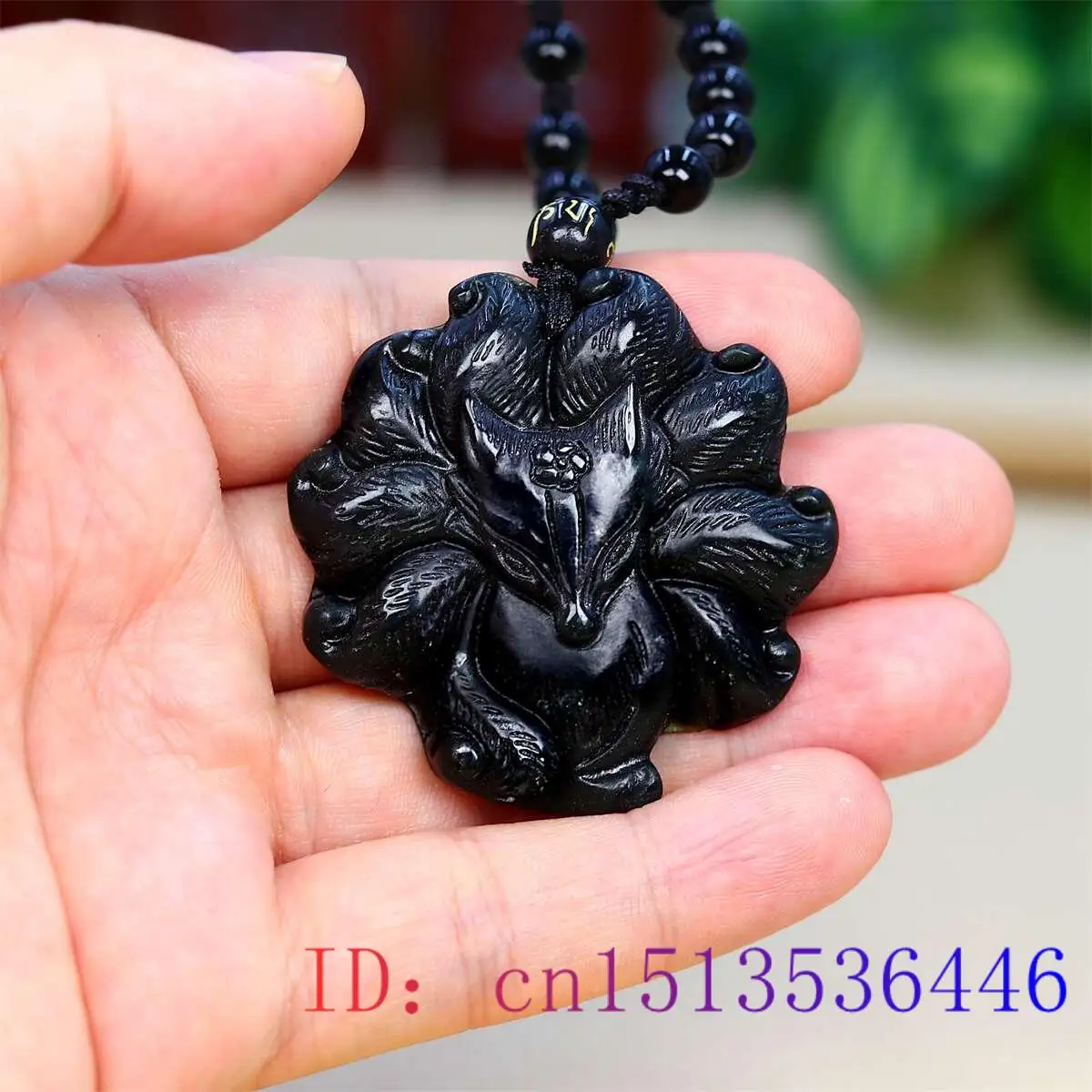 Men'S Accessories Vintage - Jade dziewięć ogoniasty Fox wisiorek czarny