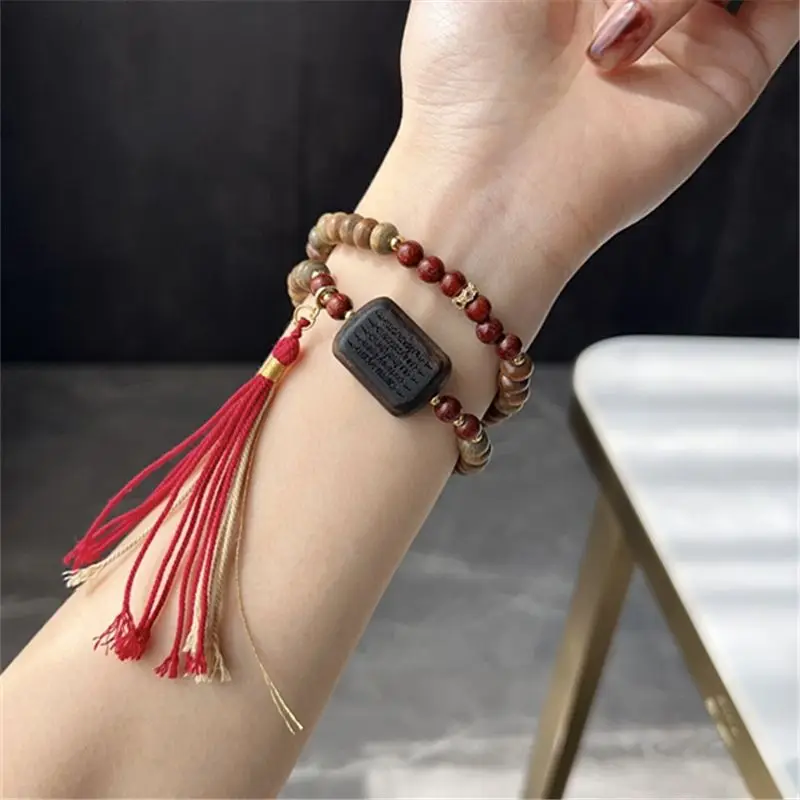Bead Bracelet Men - Bransoletka z naturalnego zielonego drzewa sandałowego,