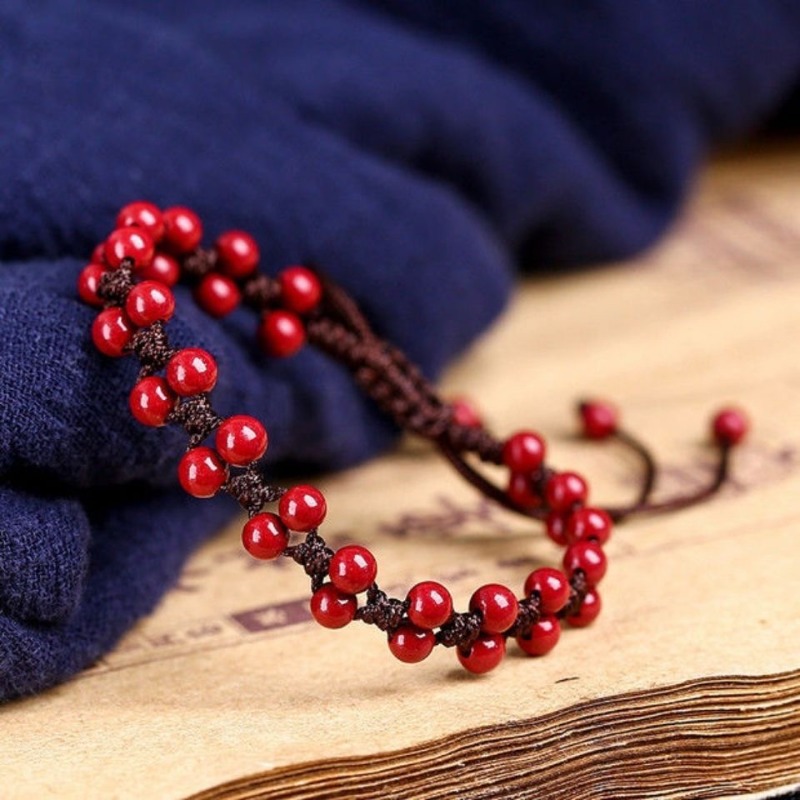 Dostosowane naturalny czerwony – Bead Bracelet Men recenzja i cena